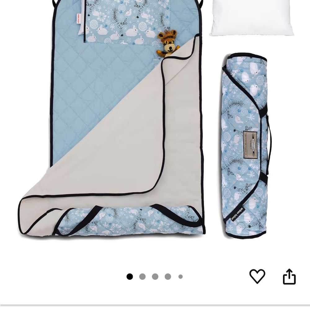 Burbank infant Cot nap blanket with built in pillow and cover, 45 x 22, blue,